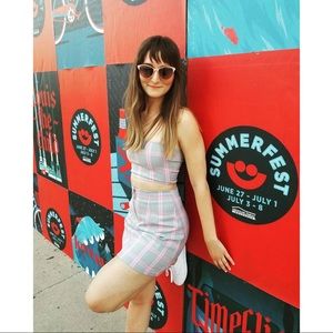 Tiger Mist Pearl Skirt - Grey Pink Check